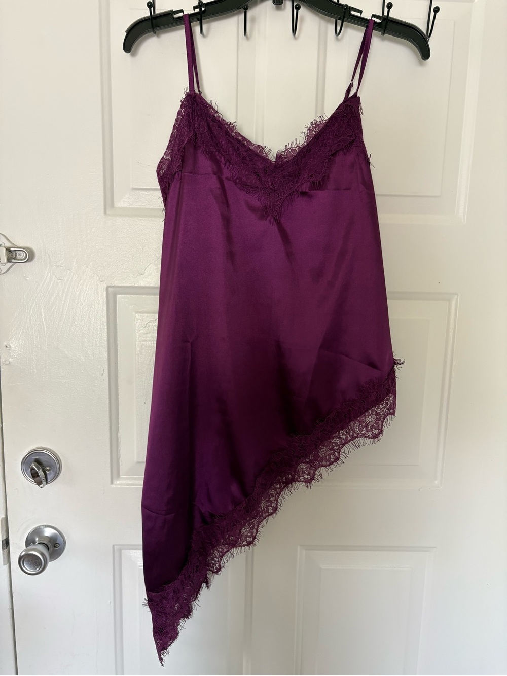 SHEIN Purple Lace Satin Asymmetric Cami Top
